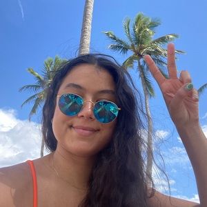 Polarized blue mirrored round ray-ban glasses